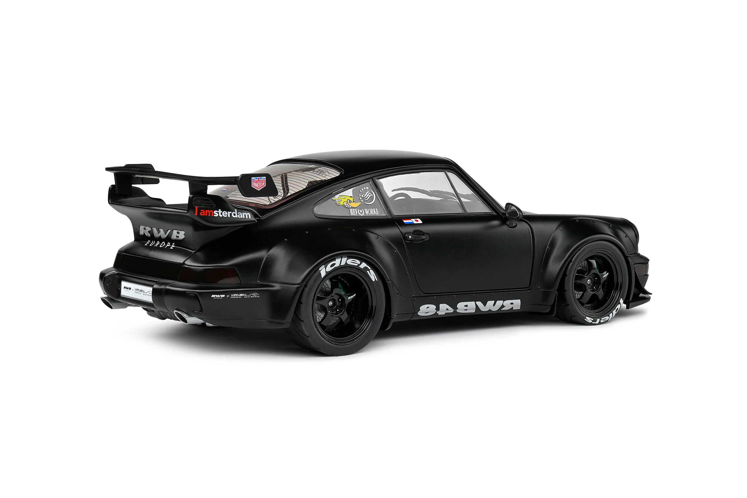 Solido 2016 Porsche 911 (964) RWB Bodykit Darth Vader Black 1:18 - Image 4