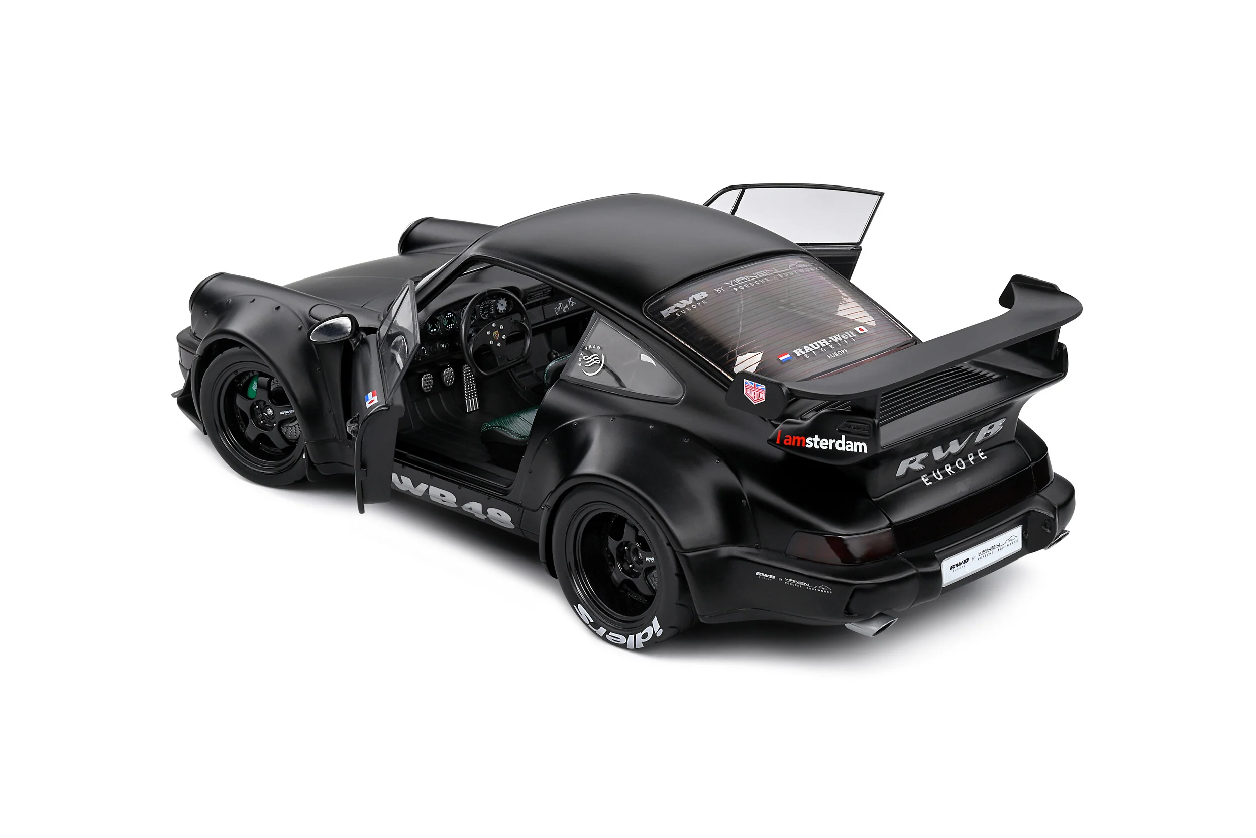 Solido 2016 Porsche 911 (964) RWB Bodykit Darth Vader Black 1:18 - Image 7