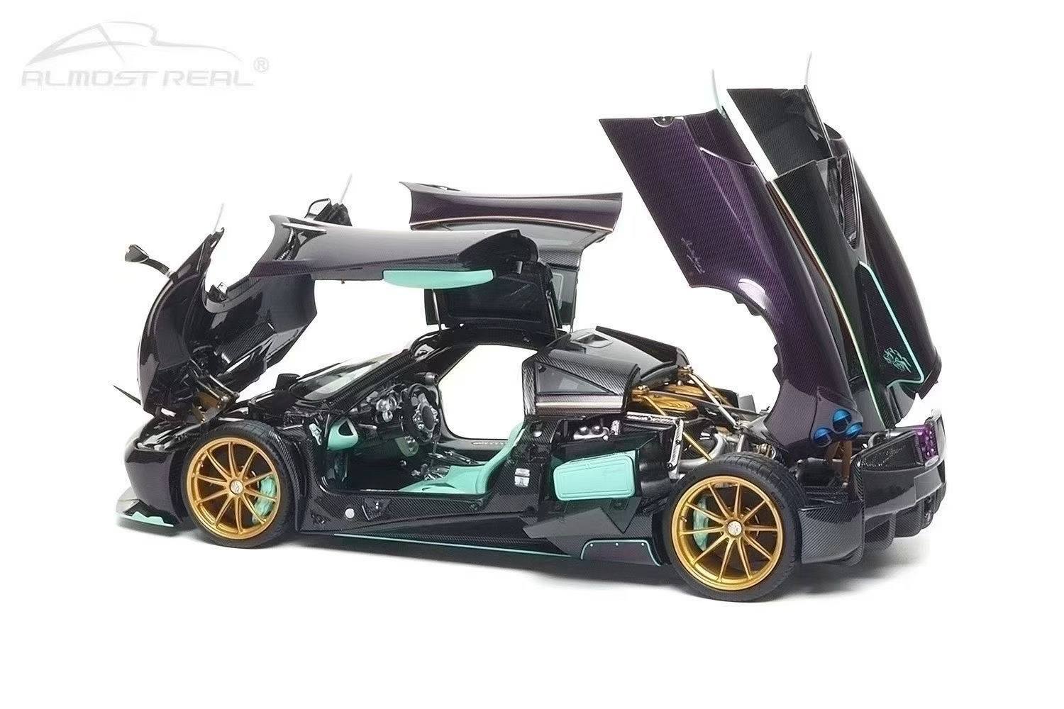 Almost-Real 2016 Pagani Huayra Dinastia Yazi Purple Carbon w/ Teal 1:18 - Image 4