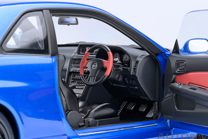 AUTOart 2001 Nissan Skyline GT-R (R34) Z-Tune Bayside Blue w/ Carbon Fiber Hood 1:18 - Image 12