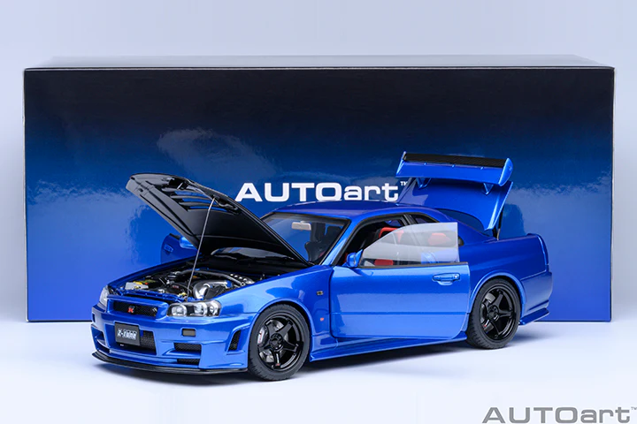 AUTOart 2001 Nissan Skyline GT-R (R34) Z-Tune Bayside Blue w/ Carbon Fiber Hood 1:18 - Image 20