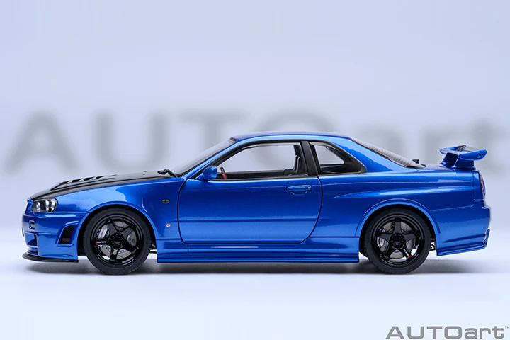 AUTOart 2001 Nissan Skyline GT-R (R34) Z-Tune Bayside Blue w/ Carbon Fiber Hood 1:18 - Image 5