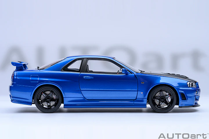 AUTOart 2001 Nissan Skyline GT-R (R34) Z-Tune Bayside Blue w/ Carbon Fiber Hood 1:18 - Image 6
