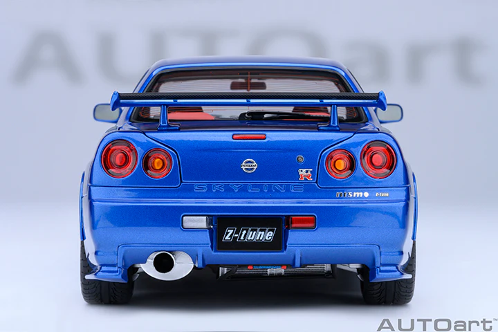 AUTOart 2001 Nissan Skyline GT-R (R34) Z-Tune Bayside Blue w/ Carbon Fiber Hood 1:18 - Image 8
