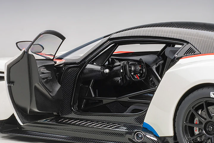 AUTOart 2019 Aston Martin Vulcan Stratus White w/ Blue & Red Stripes 1:18 - Image 9