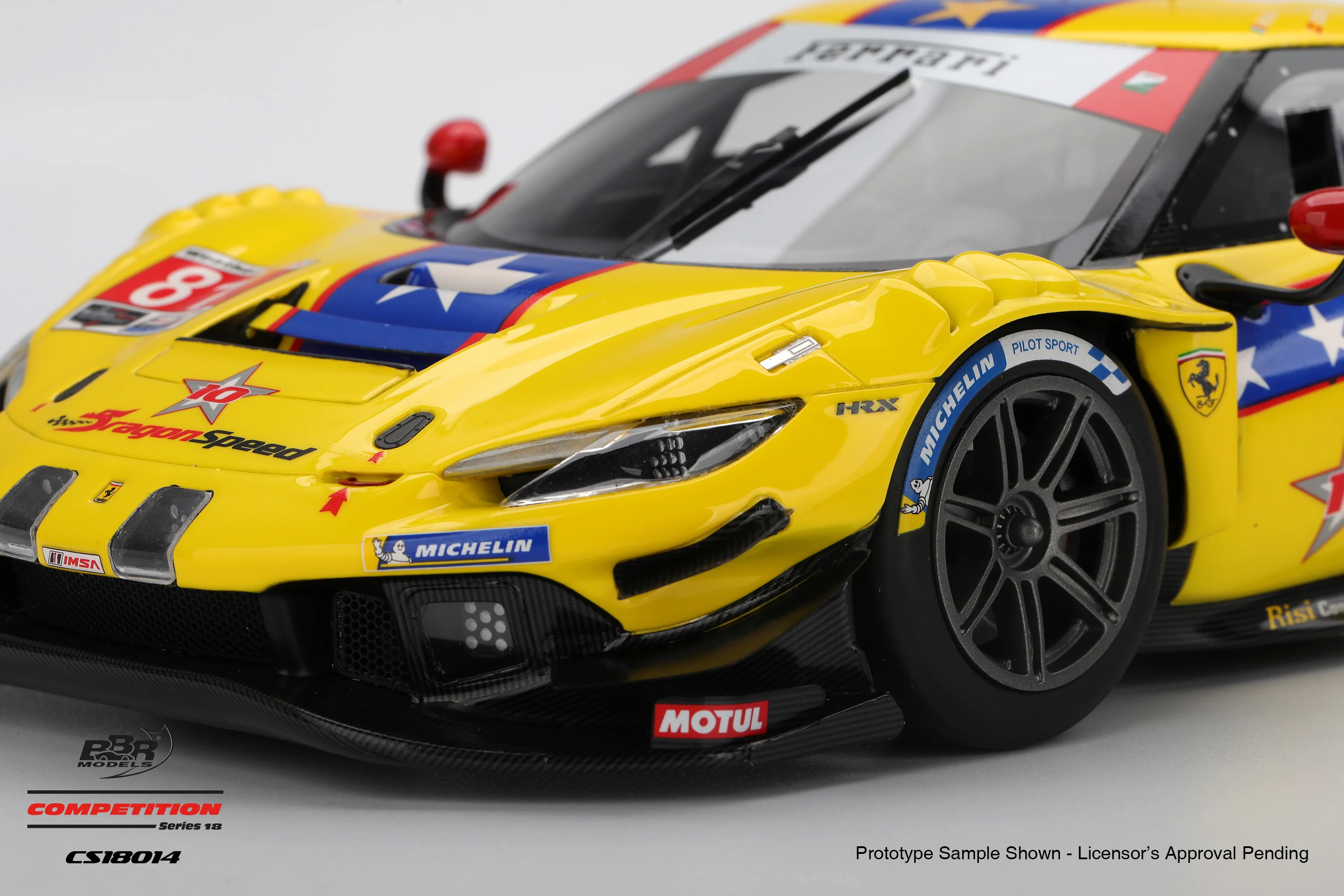 BBR Ferrari 296 GT3 #81 DragonSpeed 2025 IMSA Daytona 24 Hrs Yellow 1:18 - Image 4
