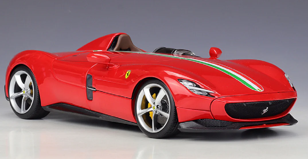 Bburago 2018 Ferrari Monza SP1 Rosso Corsa Red w/ Italian Flag Stripe 1:18 - Image 2