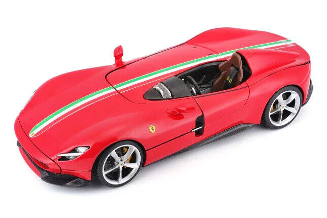 Bburago 2018 Ferrari Monza SP1 Rosso Corsa Red w/ Italian Flag Stripe 1:18 - Image 3