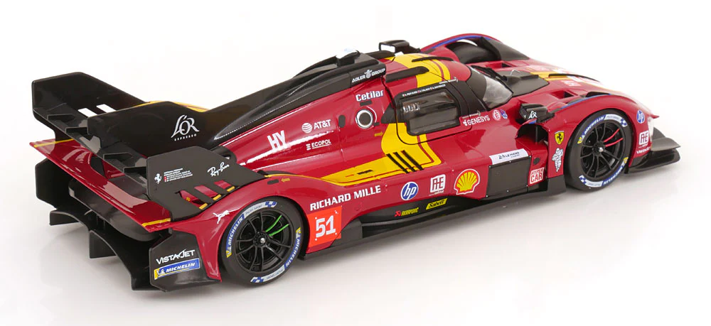 Bburago Ferrari 499P 3.0L Turbo V6 #51 Team Ferrari AF Corse 2025 24hr Le Mans - Red 1:18 - Image 2