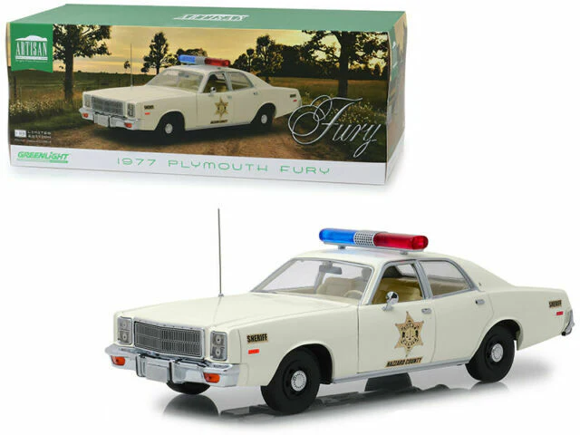 Greenlight 1977 Plymouth Fury Hazzard County Police Cruiser (Dukes of Hazzard) White 1:18 - Image 3