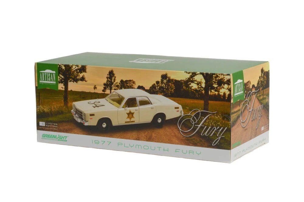 Greenlight 1977 Plymouth Fury Riverton Sheriff #34 Police Cruiser (Dukes of Hazzard) 1:18 - Image 3