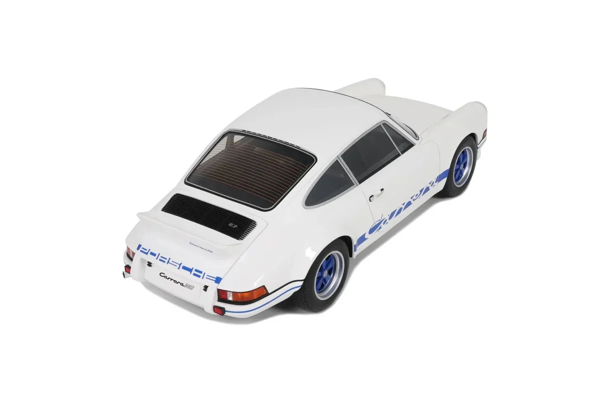 GT Spirit 1973 Porsche 911 Carrera RS 2.7 Coupe White w/ Blue Wheels and Deco 1:12 - Image 8