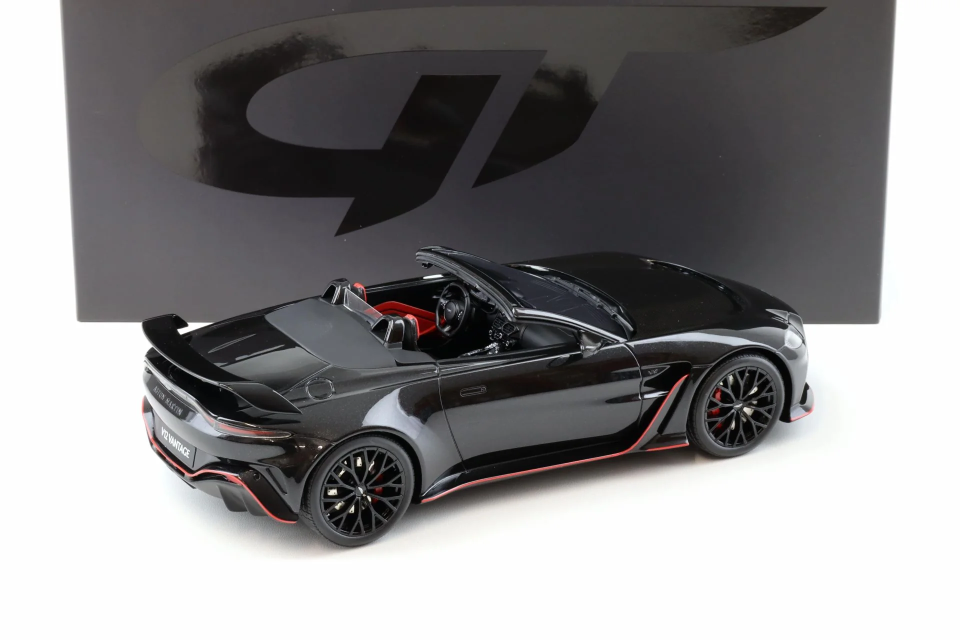 GT Spirit 2023 Aston Martin V12 Vantage Roadster Onyx Black w/ Red Trim 1:18 - Image 3