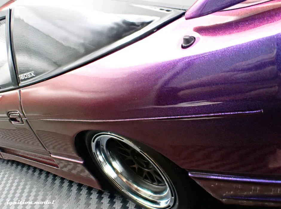 Ignition-Model Nissan 180SX Type X RPS13 Midnight Purple w/ Black Mesh Wheels 1:18 - Image 15