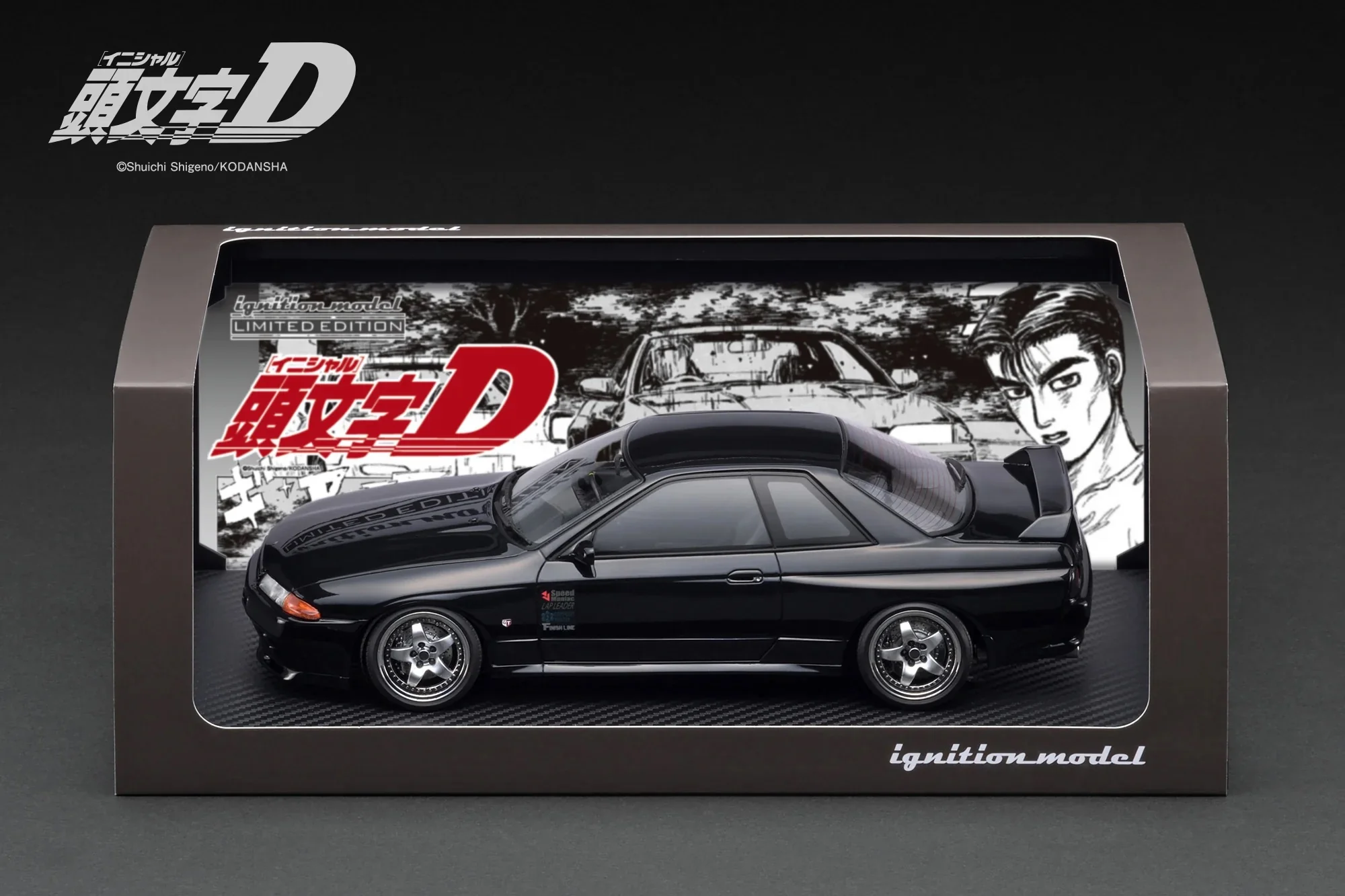 Ignition-Model Nissan Skyline GT-R R32 (BN32) V-Spec II Initial D Black 1:18 - Image 4