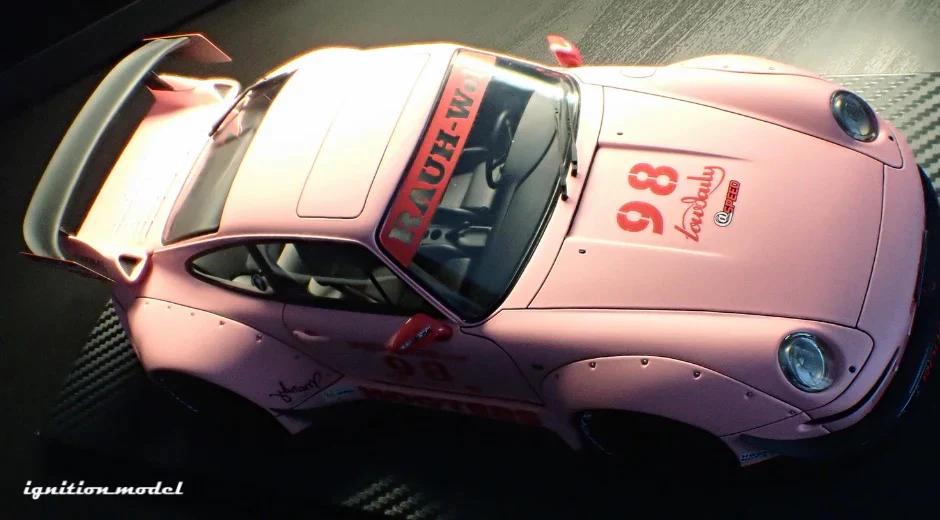 Ignition Model Porsche 993 RWB "Hooters" Matte Pink 1:18 - Image 5