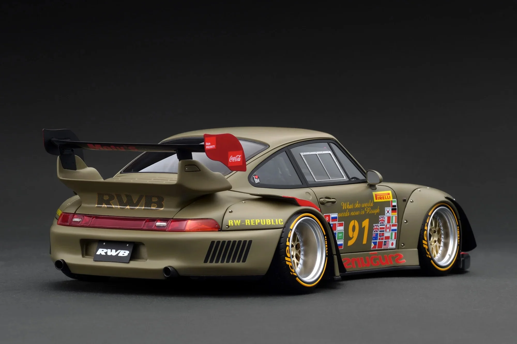 Ignition Model Porsche 993 RWB "Khaki" Matte Green 1:18 - Image 2
