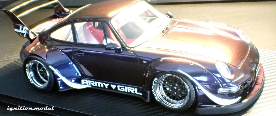 Ignition Model Porsche 993 RWB "Army Girl" Purple Metallic 1:18 - Image 4