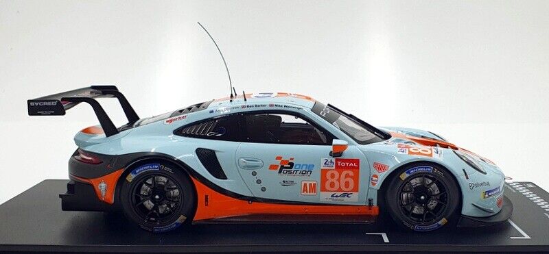 Ixo 2018 Porsche 911 991.2 GT3 RSR 4.0L Team Gulf Racing No 86 Le Mans 2018 Lt Blue/Orng/Black 1:18 - Image 3