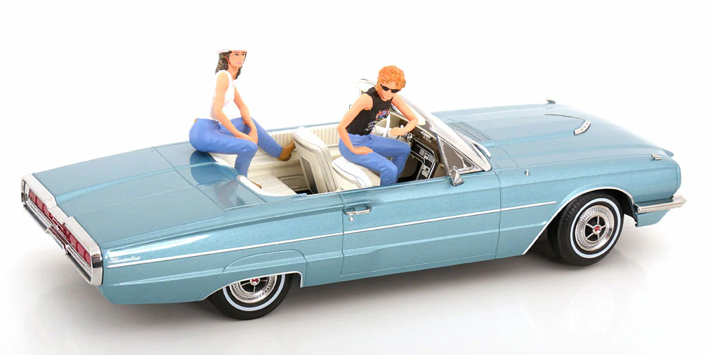 KK Scale 1966 Ford Thunderbird Convertible "Thelma & Louise" Light Blue Metallic 1:18 - Image 9
