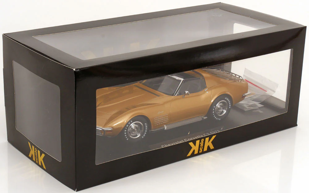 KK Scale 1972 Chevy Corvette C3 Stingray Gold Metallic (w/ Removable T-Tops) 1:18 - Image 7