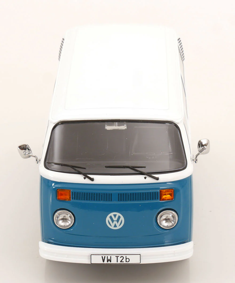 KK Scale 1972 Volkswagen T2b Minibus (Fuchs Wheels) Blue & White 1:18 - Image 4