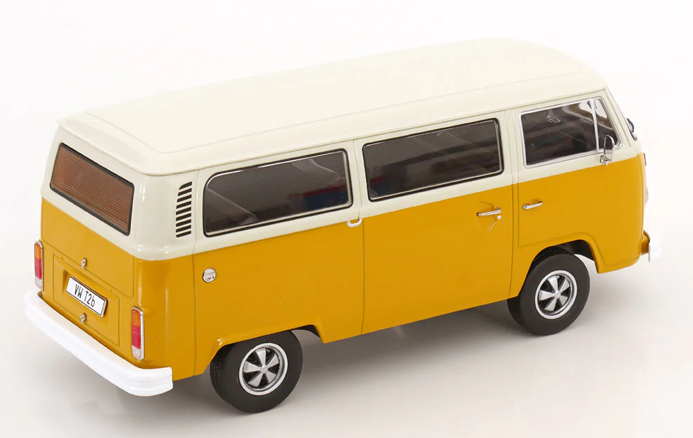 KK Scale 1972 Volkswagen T2b Minibus (Fuchs Wheels) Yellow & White 1:18 - Image 2