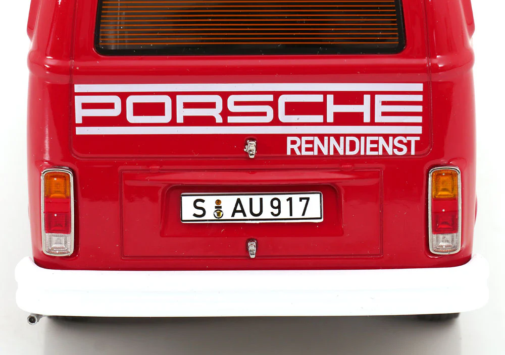 KK Scale 1972 Volkswagen T2b Minibus Porsche Renndienst Red 1:18 - Image 6
