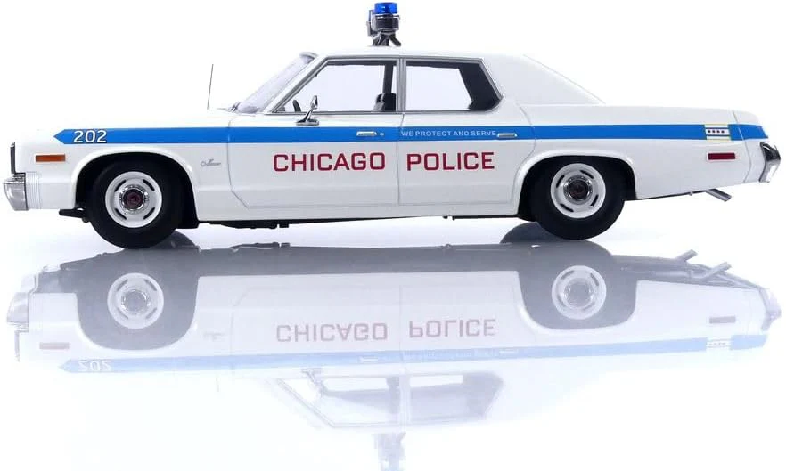 KK Scale 1974 Dodge Monaco Chicago PD Police Cruiser White 1:18 - Image 6