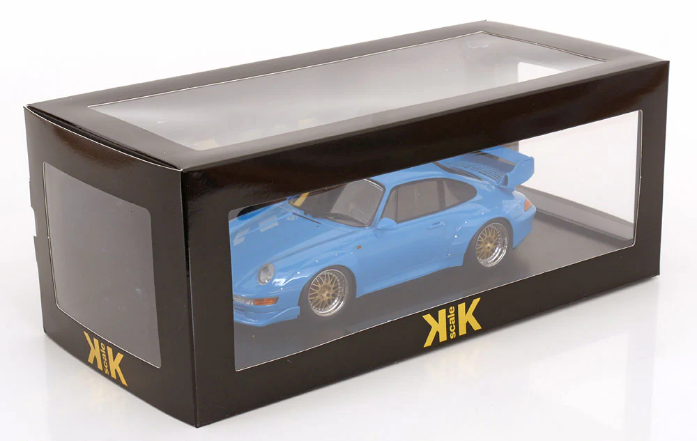 KK Scale 1996 Porsche 911 993 GT2 w/ Gold BBS Wheels Riviera Blue 1:18 - Image 6