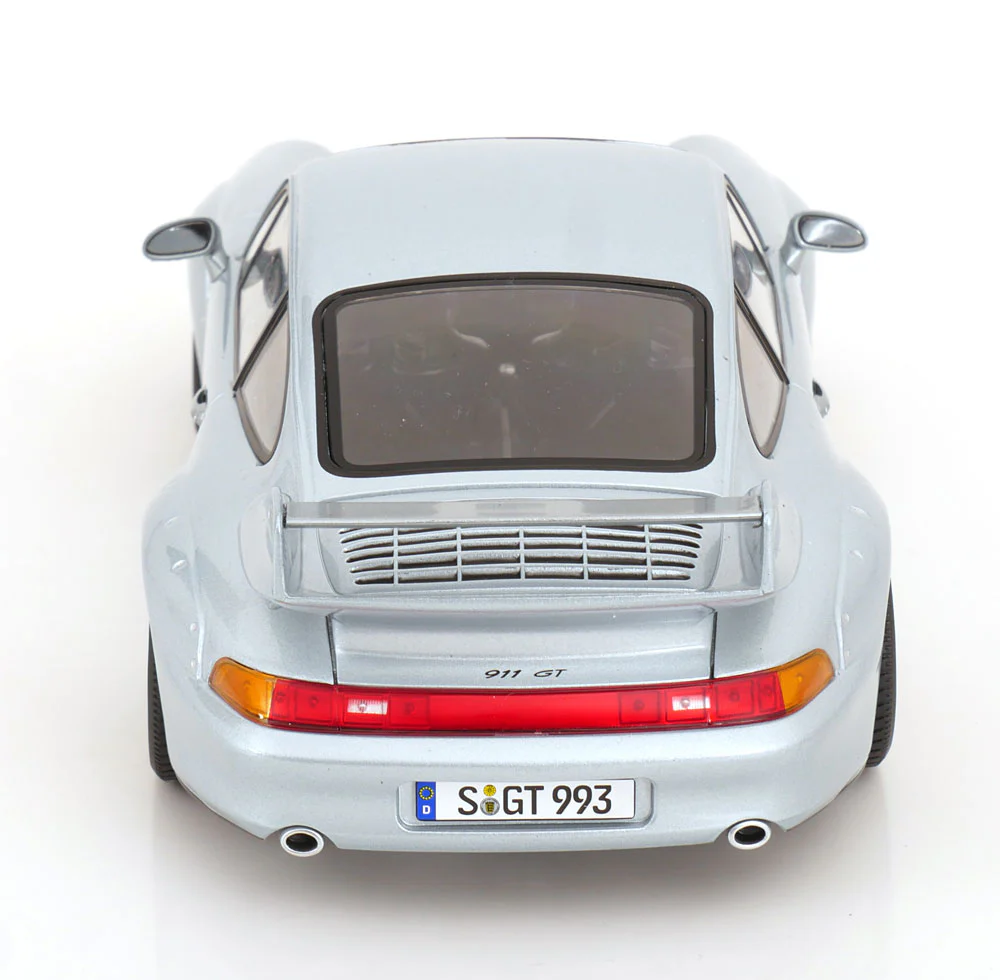 KK Scale 1996 Porsche 911 993 GT2 w/ Gold BBS Wheels Silver 1:18 - Image 5