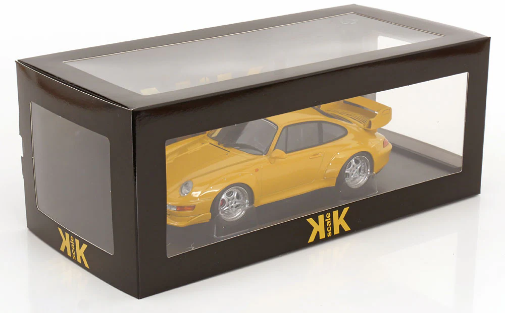 KK Scale 1996 Porsche 911 993 GT2 w/ Speedline Wheels Yellow 1:18 - Image 6