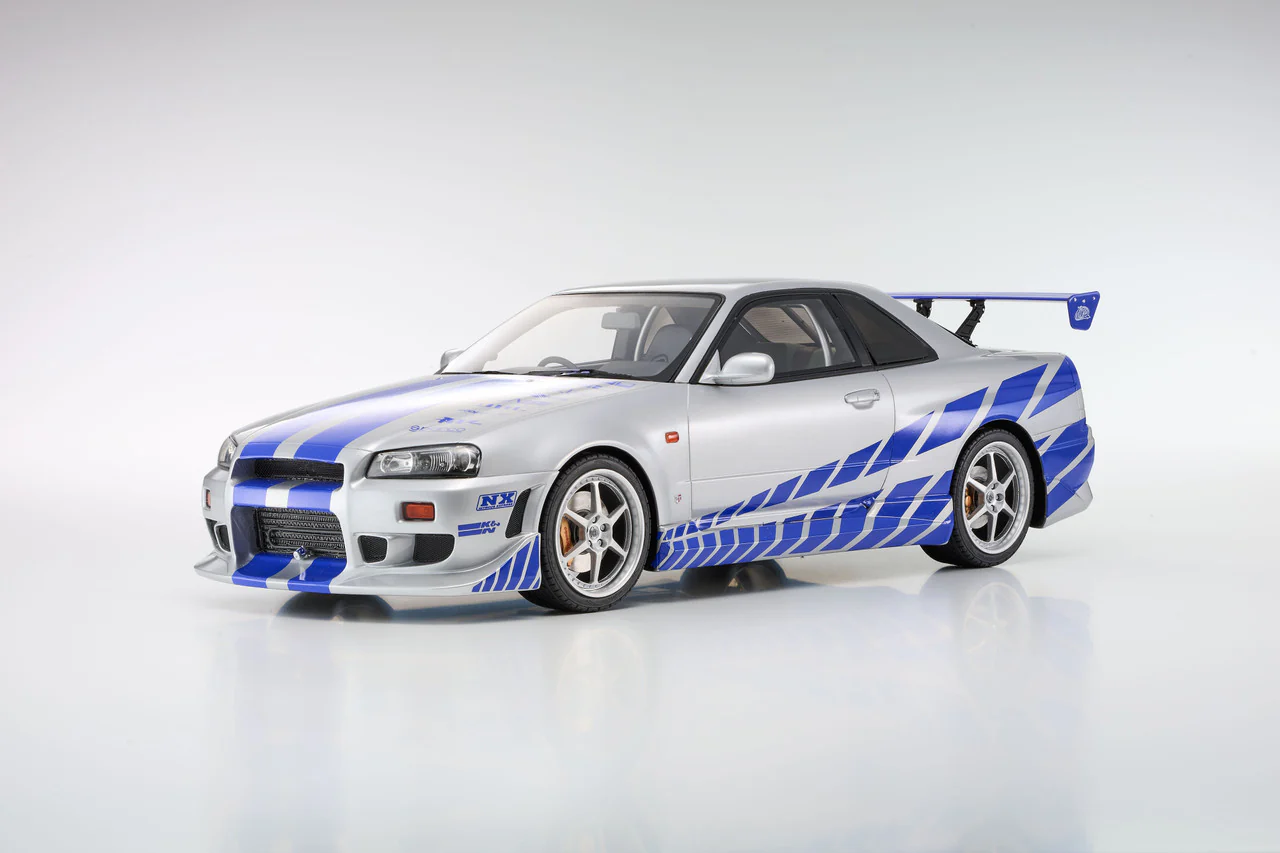 Kyosho 1999 Nissan Skyline GT-R (R34) "2 Fast 2 Furious" Silver & Blue 1:12 - Image 6