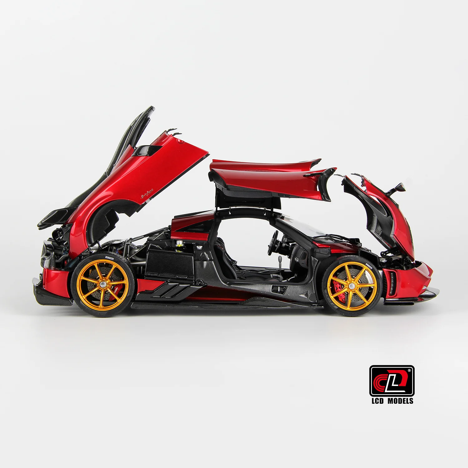 LCD 2020 Pagani Imola Red w/ Gold Wheels 1:18 - Image 11