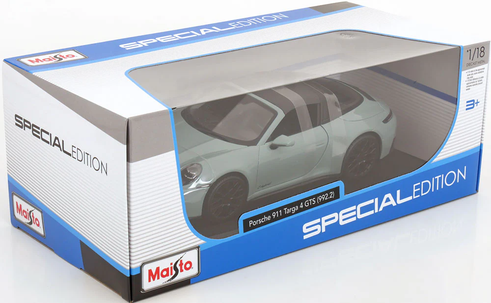Maisto Porsche 911 992.2 Targa 4 GTS Hybrid Gray Green 1:18 - Image 5