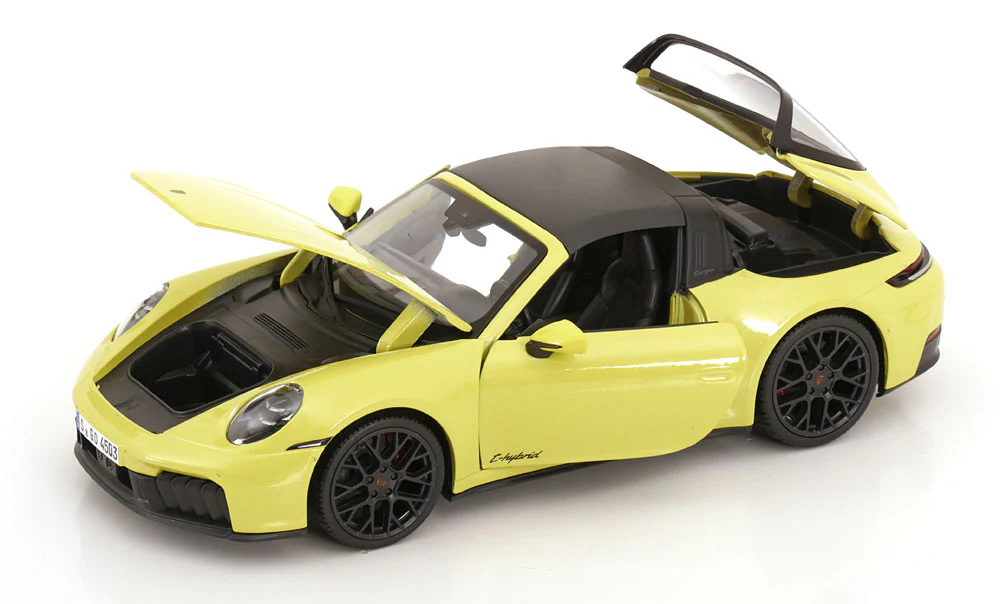Maisto Porsche 911 992.2 Targa 4 GTS Hybrid Light Yellow 1:18 - Image 2
