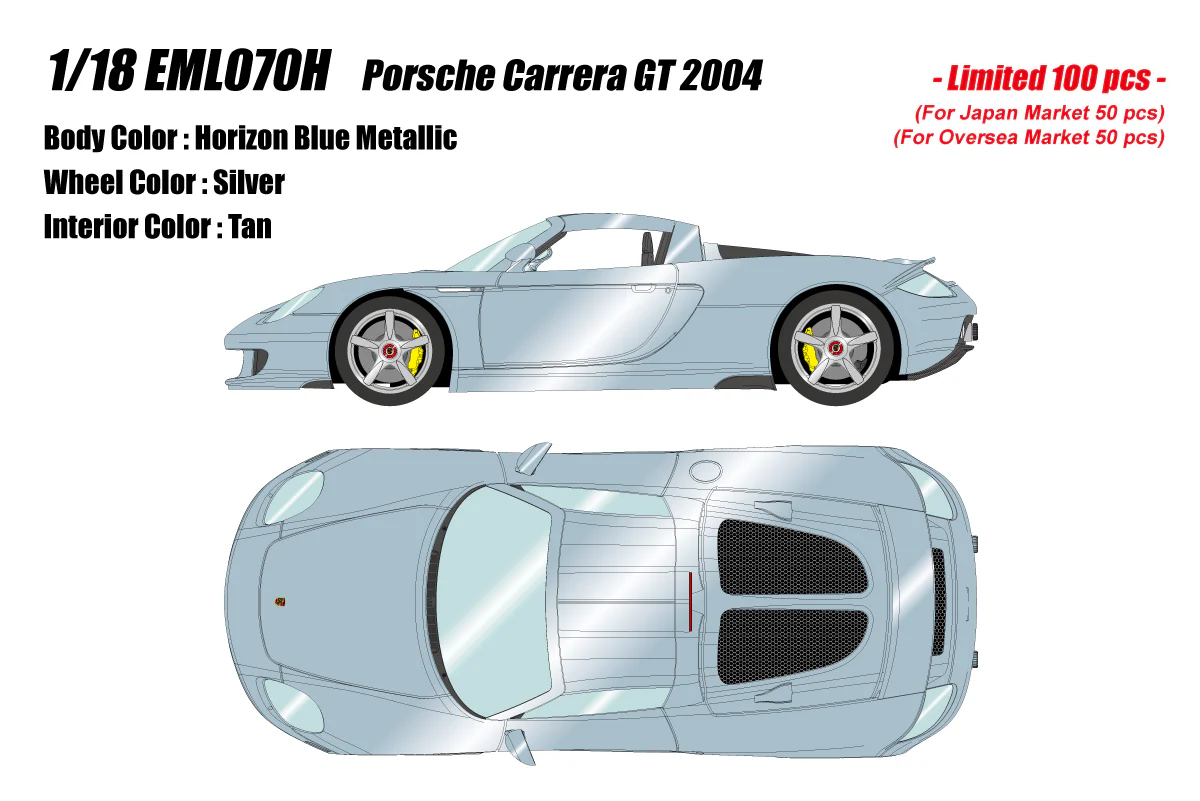 Make Up Co., Ltd / Eidolon 2004 Porsche Carrera GT Horizon Blue Metallic WITH DISPLAY 1:18
