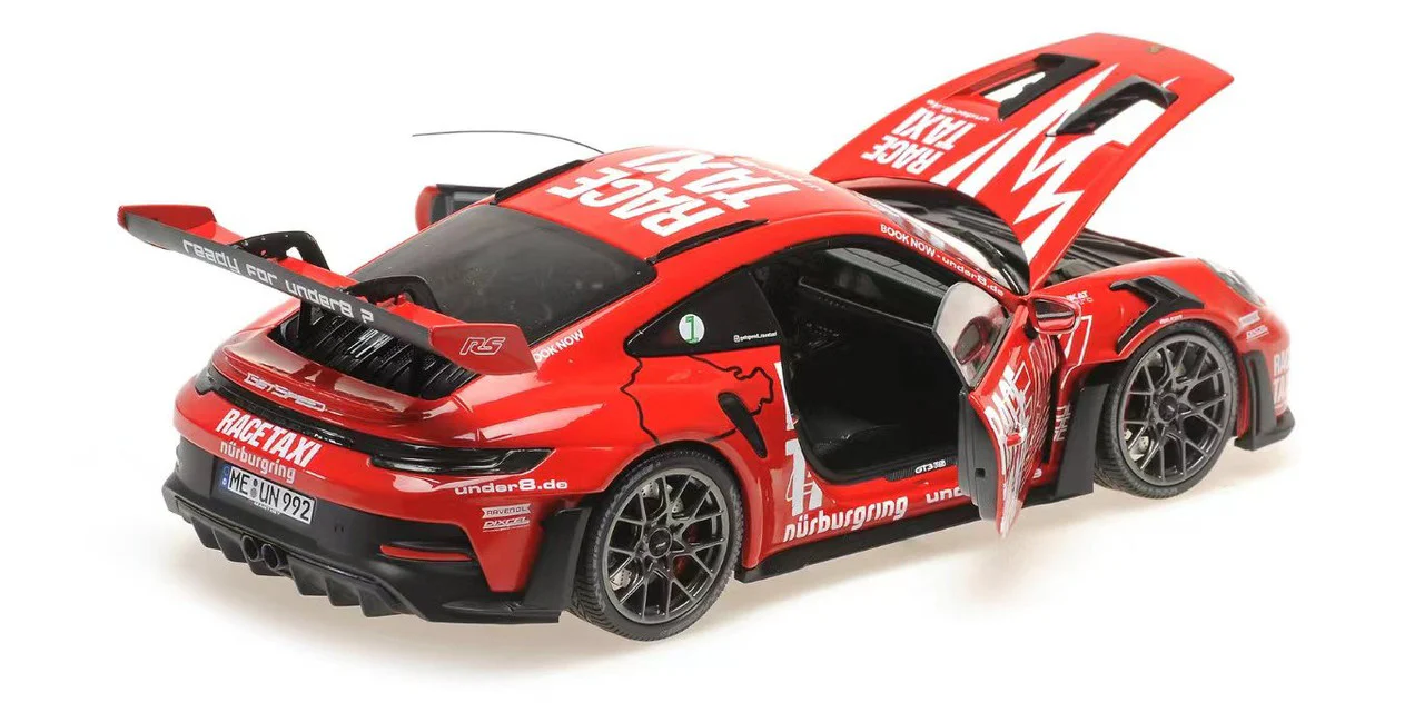 Minichamps Porsche 911 992 GT3 RS Getspeed Race Taxi Nurburgring 2024 Red 1:18 - Image 3