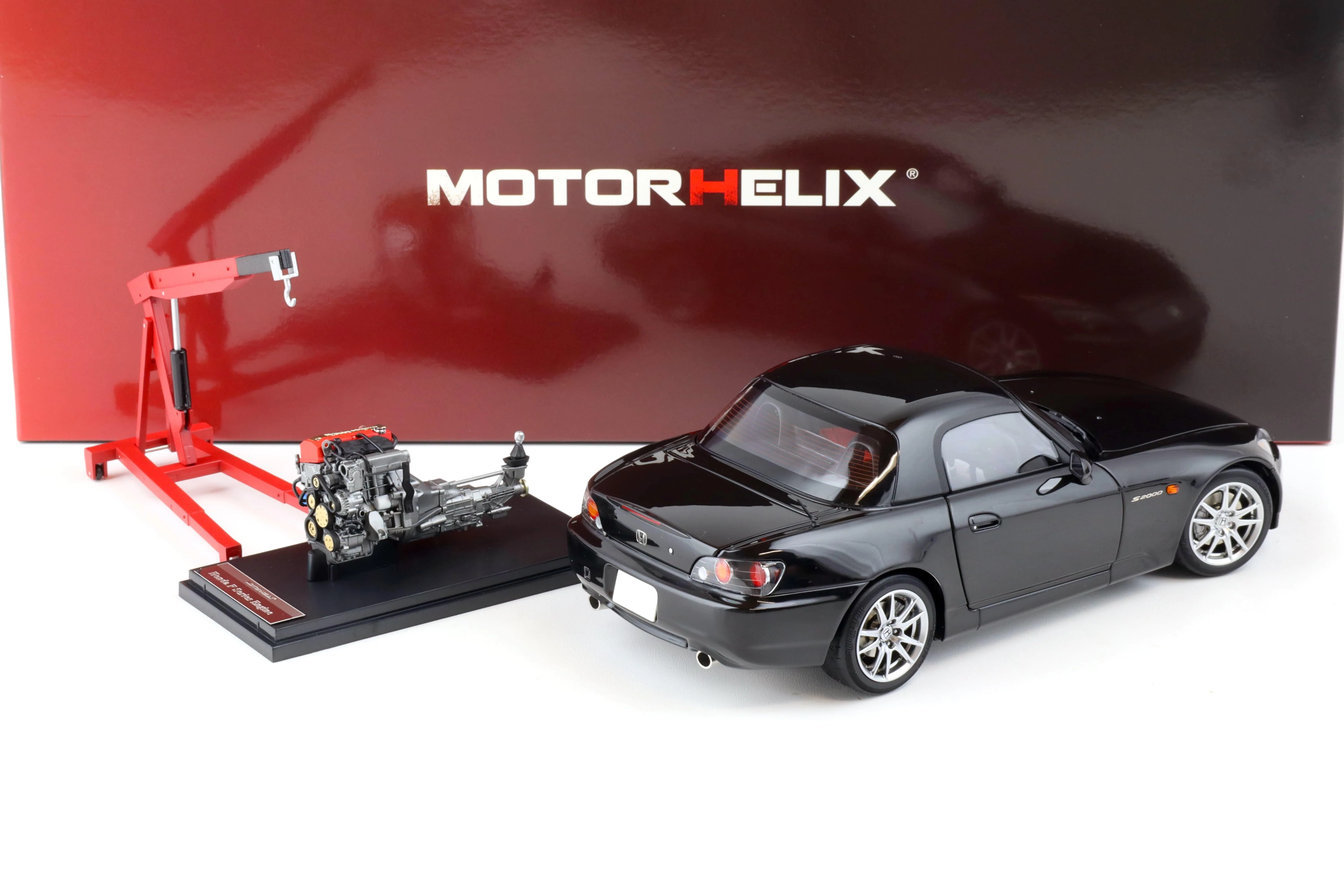 Motorhelix 2000 Honda S2000 (AP2) w/ Engine & Convertible Tops, Berlina Black 1:18 LIMITED - Image 5