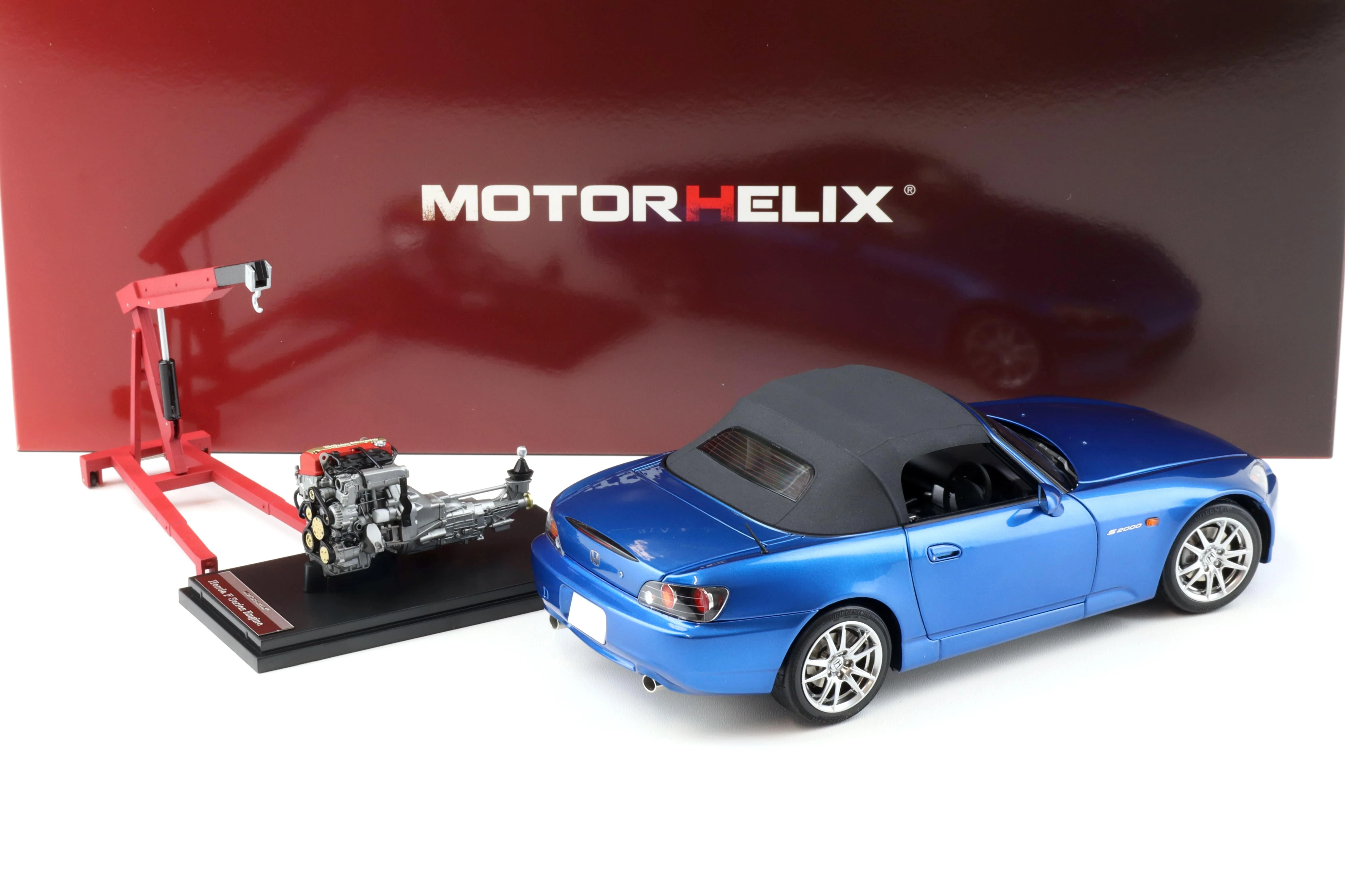 Motorhelix 2000 Honda S2000 (AP2) w/ Engine & Convertible Tops, Bermuda Blue 1:18 LIMITED - Image 7