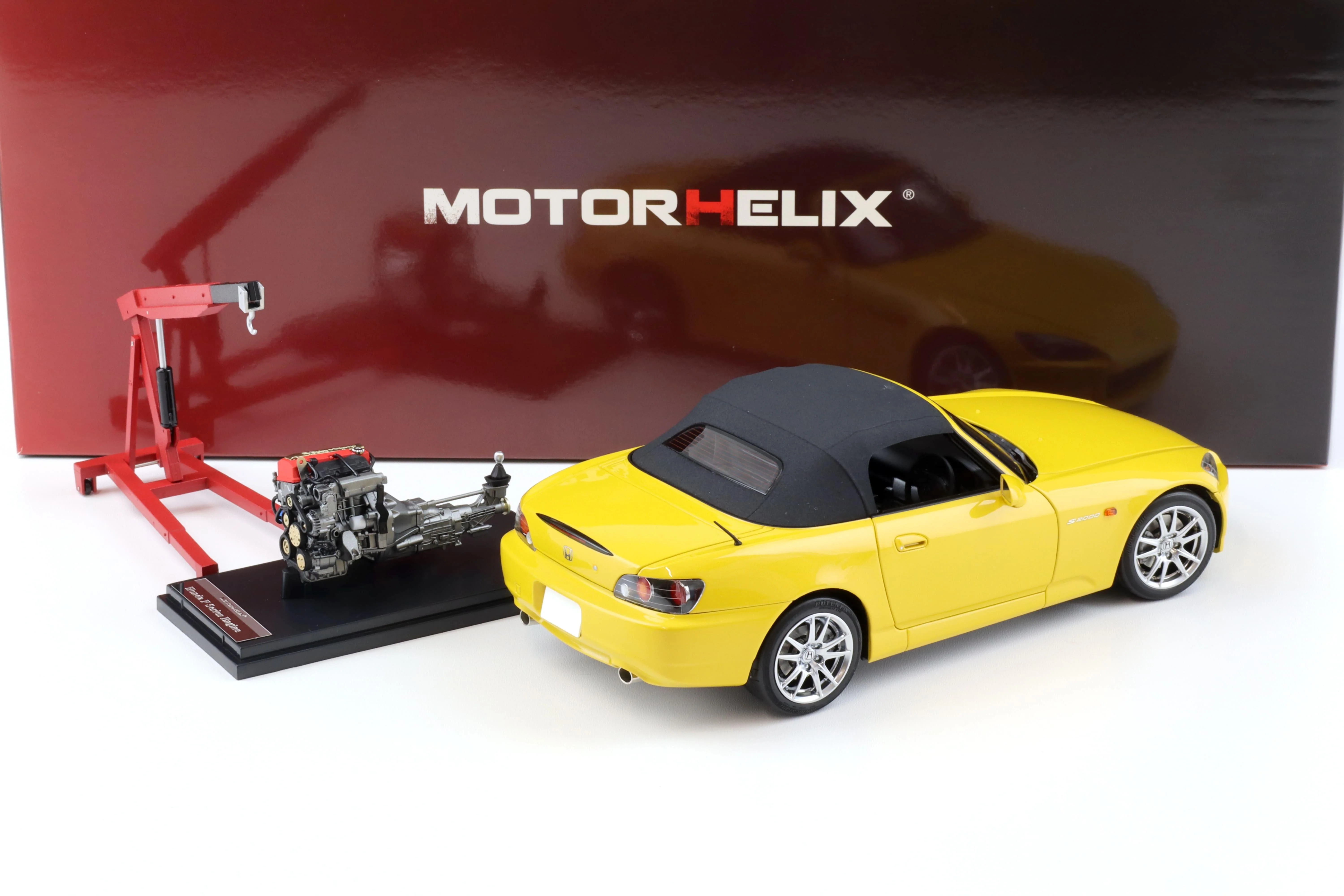 Motorhelix 2000 Honda S2000 (AP2) w/ Engine & Convertible Tops, Indy Yellow Pearl 1:18 LIMITED - Image 6