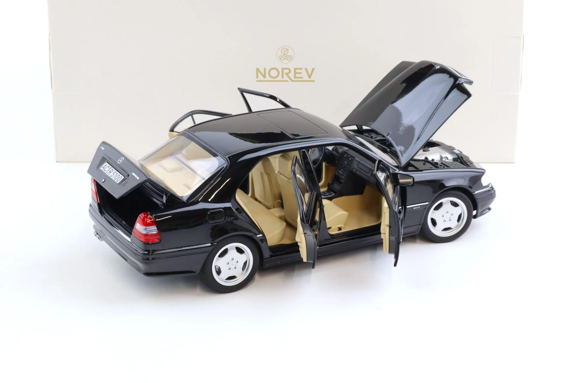 Norev 1993 Mercedes-Benz C36 AMG W202 Black 1:18 - Image 4
