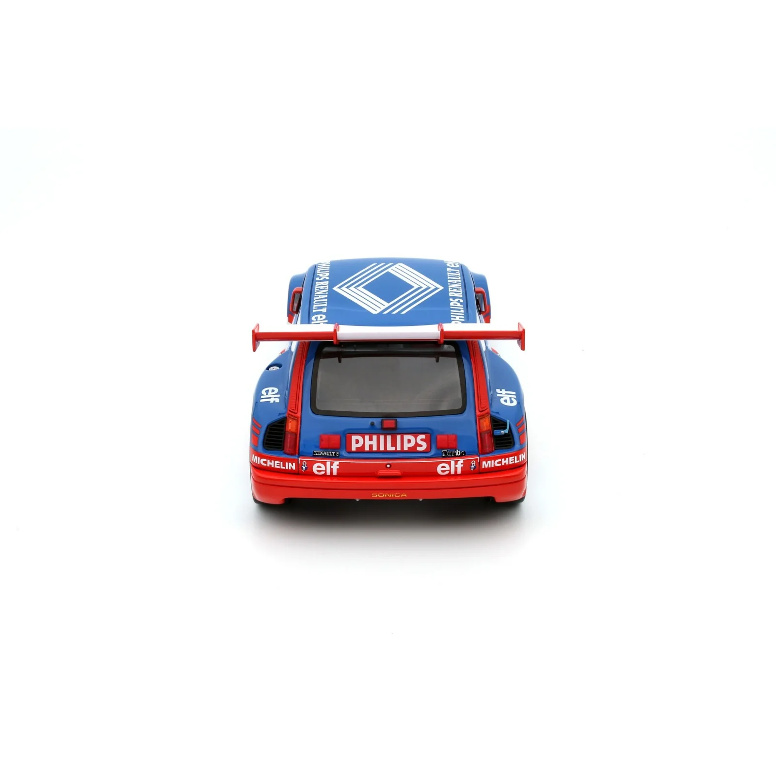 Otto 1987 Renault R5 Maxi Turbo Philips No 5 Super Production Rally Bluette Red 1:18 - Image 9