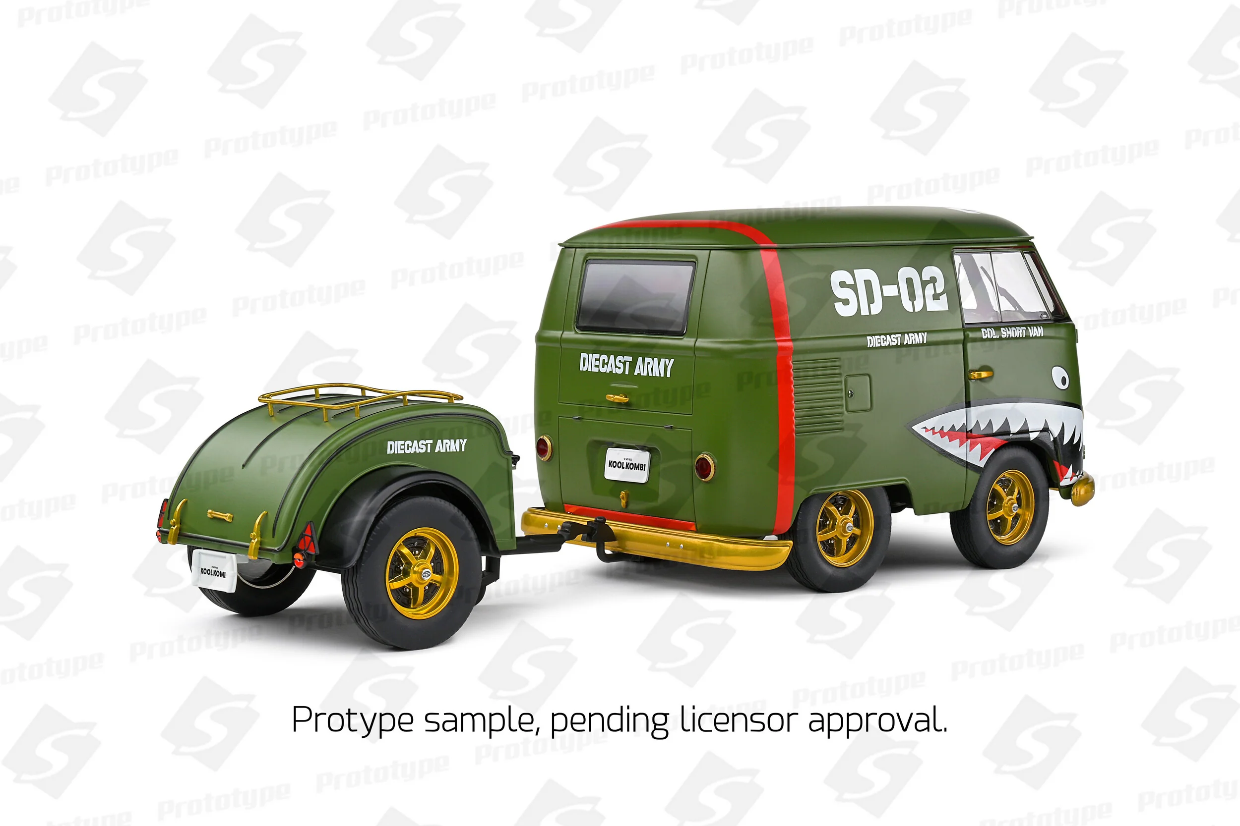 Solido 1950 Volkswagen T1 Van Kool Combi Diecast Army Fighter Green 1:18 - Image 4