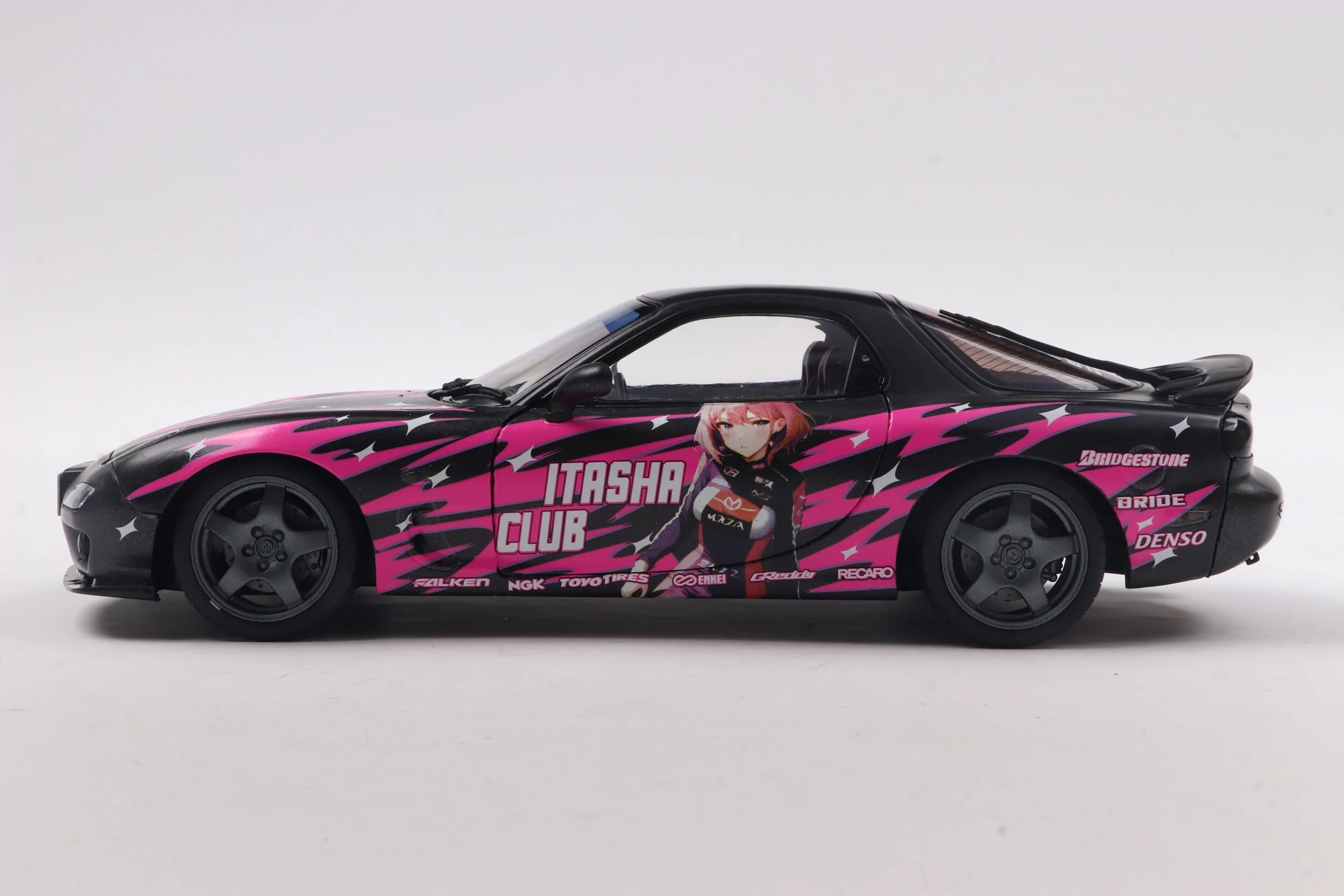 Solido 1999 Mazda RX7 FD3RS Itasha Works Black and Fuscia 1:18 - Image 2