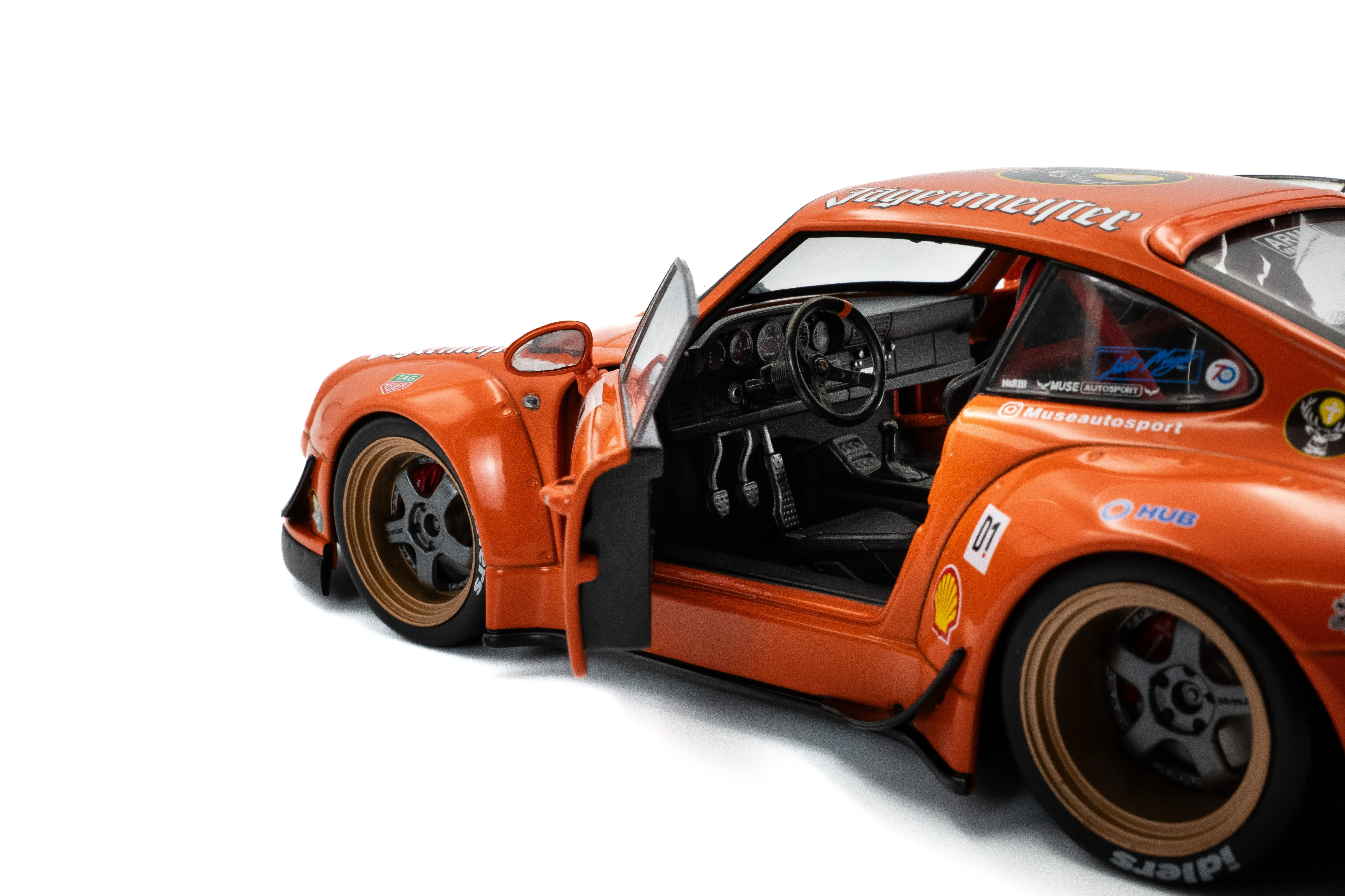 Solido 2020 Porsche 993 RWB Bodykit #7 Jagermeister Orange 1:18 - Image 6