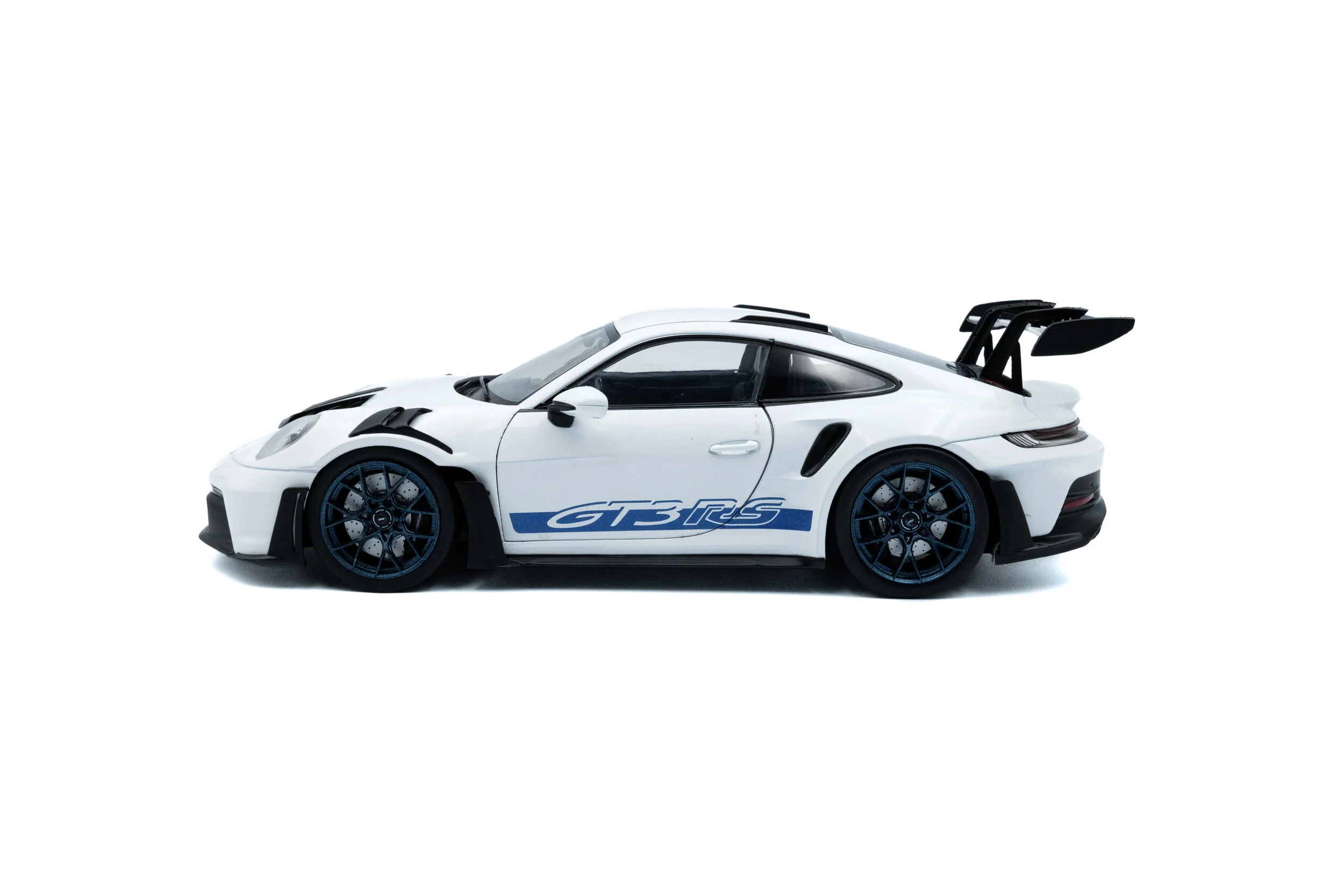 Solido 2024 Porsche 911 992 GT3 RS White w/ Indigo Blue Wheels and Deco 1:18 - Image 2