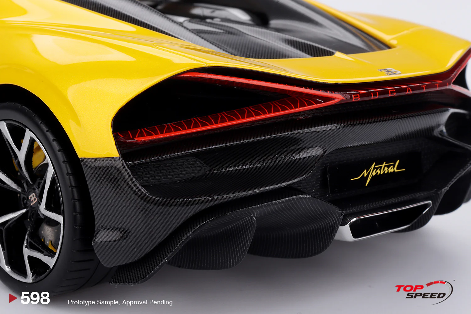 Topspeed Bugatti W16 Mistral Yellow 1:18 - Image 7