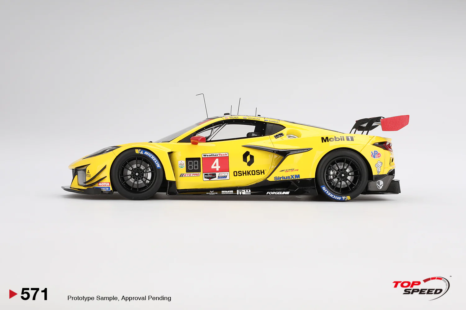 Topspeed Chevrolet Corvette C8 Z06 GT3.R #4 Corvette Racing by Pratt Miller Motorsports 2024 IMSA Daytona 24hrs Yellow 1:18 - Image 3