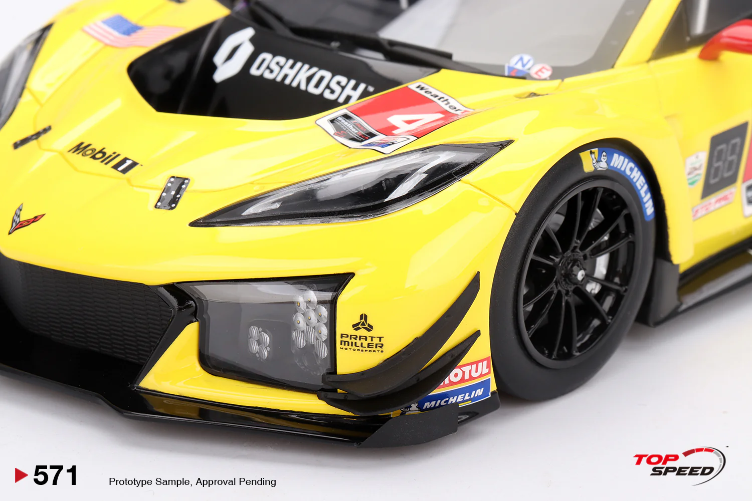 Topspeed Chevrolet Corvette C8 Z06 GT3.R #4 Corvette Racing by Pratt Miller Motorsports 2024 IMSA Daytona 24hrs Yellow 1:18 - Image 4